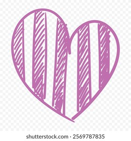 Doodle hand drawn heart drawing on white background
