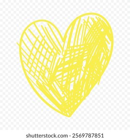 Doodle hand drawn heart drawing on white background