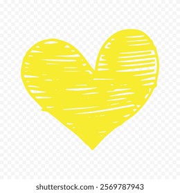 Doodle hand drawn heart drawing on white background