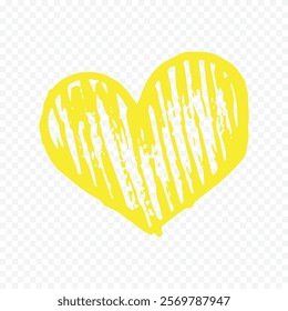 Doodle hand drawn heart drawing on white background