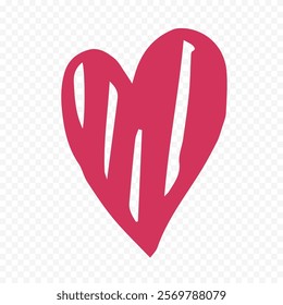 Doodle hand drawn heart drawing on white background