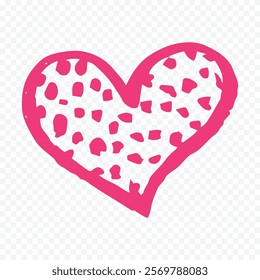 Doodle hand drawn heart drawing on white background