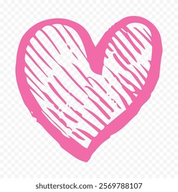 Doodle hand drawn heart drawing on white background