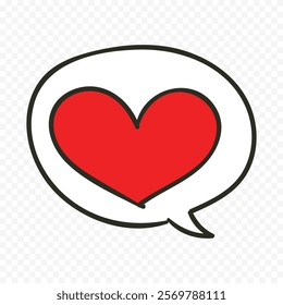 Doodle hand drawn heart drawing on white background