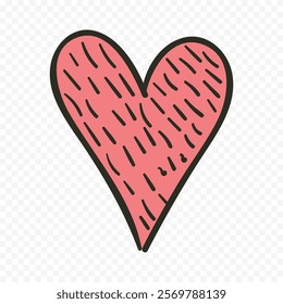Doodle hand drawn heart drawing on white background