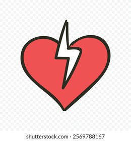 Doodle hand drawn heart drawing on white background