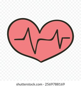 Doodle hand drawn heart drawing on white background