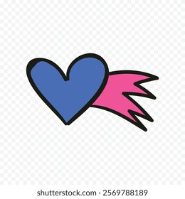 Doodle hand drawn heart drawing on white background
