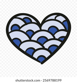 Doodle hand drawn heart drawing on white background