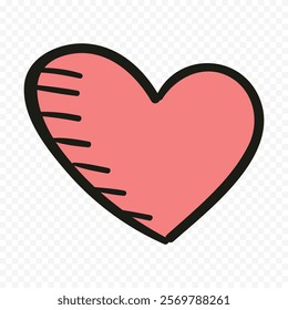 Doodle hand drawn heart drawing on white background