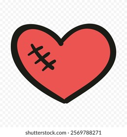 Doodle hand drawn heart drawing on white background