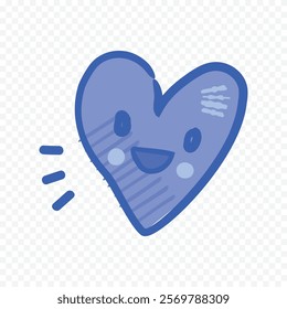 Doodle hand drawn heart drawing on white background
