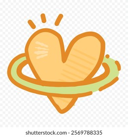 Doodle hand drawn heart drawing on white background