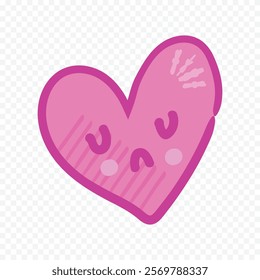 Doodle hand drawn heart drawing on white background