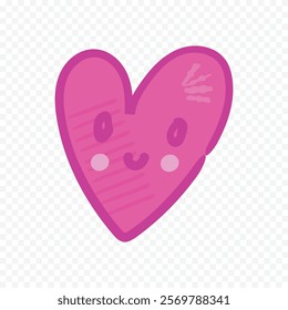 Doodle hand drawn heart drawing on white background