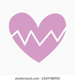 Doodle hand drawn heart drawing on white background