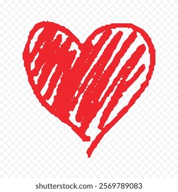 Doodle hand drawn heart drawing on white background