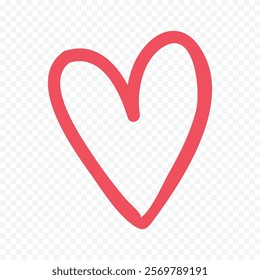 Doodle hand drawn heart drawing on white background