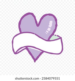 Doodle hand drawn heart drawing on white background