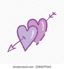 Doodle hand drawn heart drawing on white background