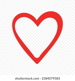 Doodle hand drawn heart drawing on white background