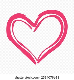 Doodle hand drawn heart drawing on white background