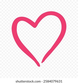 Doodle hand drawn heart drawing on white background