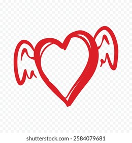 Doodle hand drawn heart drawing on white background