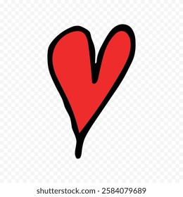 Doodle hand drawn heart drawing on white background