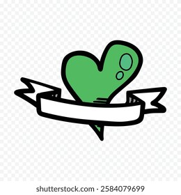 Doodle hand drawn heart drawing on white background