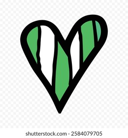 Doodle hand drawn heart drawing on white background