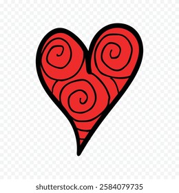 Doodle hand drawn heart drawing on white background