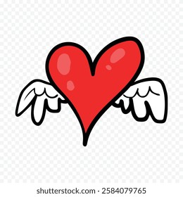 Doodle hand drawn heart drawing on white background