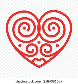 Doodle hand drawn heart drawing on white background