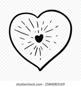 Doodle hand drawn heart drawing on white background