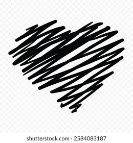 Doodle hand drawn heart drawing on white background