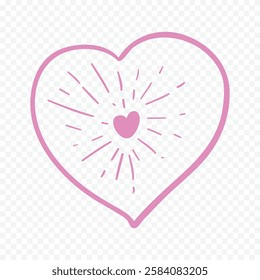 Doodle hand drawn heart drawing on white background
