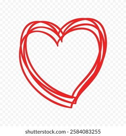 Doodle hand drawn heart drawing on white background