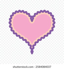 Doodle hand drawn heart drawing on white background