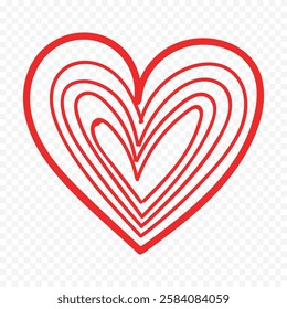 Doodle hand drawn heart drawing on white background