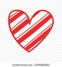 Doodle hand drawn heart drawing on white background