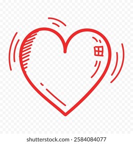 Doodle hand drawn heart drawing on white background
