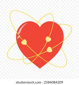 Doodle hand drawn heart drawing on white background
