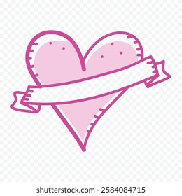 Doodle hand drawn heart drawing on white background