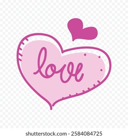 Doodle hand drawn heart drawing on white background