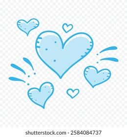 Doodle hand drawn heart drawing on white background
