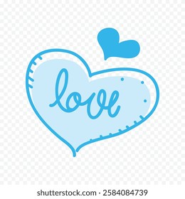 Doodle hand drawn heart drawing on white background