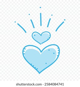 Doodle hand drawn heart drawing on white background
