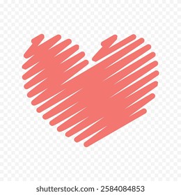 Doodle hand drawn heart drawing on white background