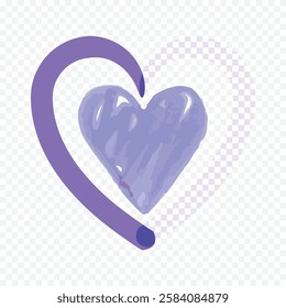Doodle hand drawn heart drawing on white background